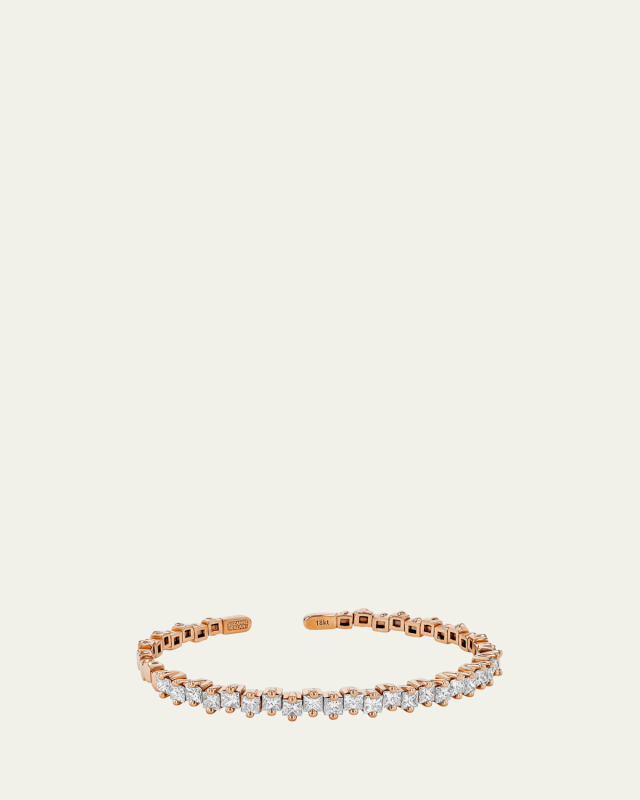 Princess Staggered Diamond Bangle Bracelet